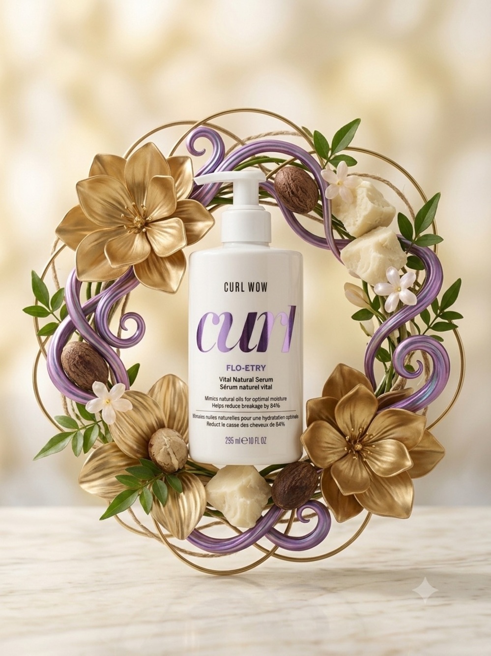 Curl Wow FLO-ETRY Vital Natural Serum - White & Purple Bottle